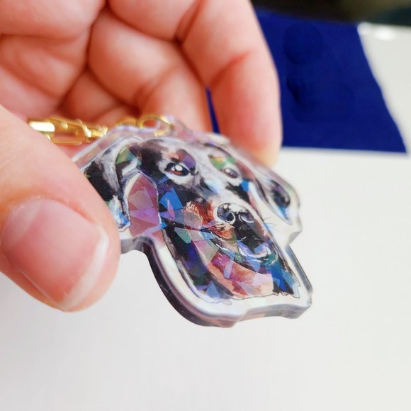 Doberman with Natural Ears Keychain, Dog Picture Keychains - Picture 2 of 4